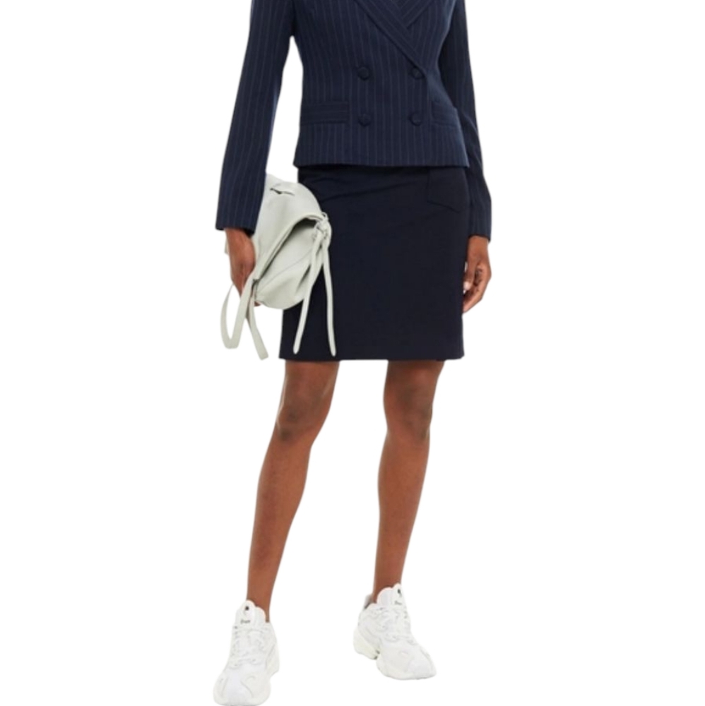 ACNE STUDIOS Kimbra Stretch Wool Patch Pocket Skirt In Navy Euro 40 US 10